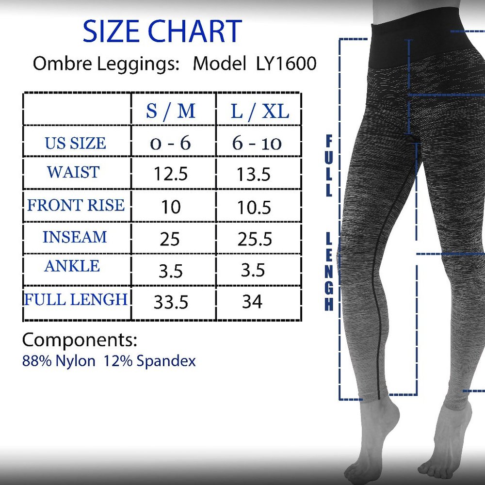 Seamless Ombre leggings dry-fit workout pants yoga gym black blue high waist - Picture 4 of 4